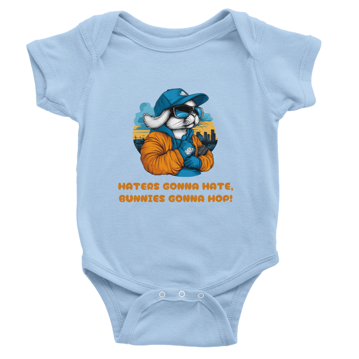 Bunny "Haters gonna hate" Baby Short Sleeve Bodysuit - ROMAG Store