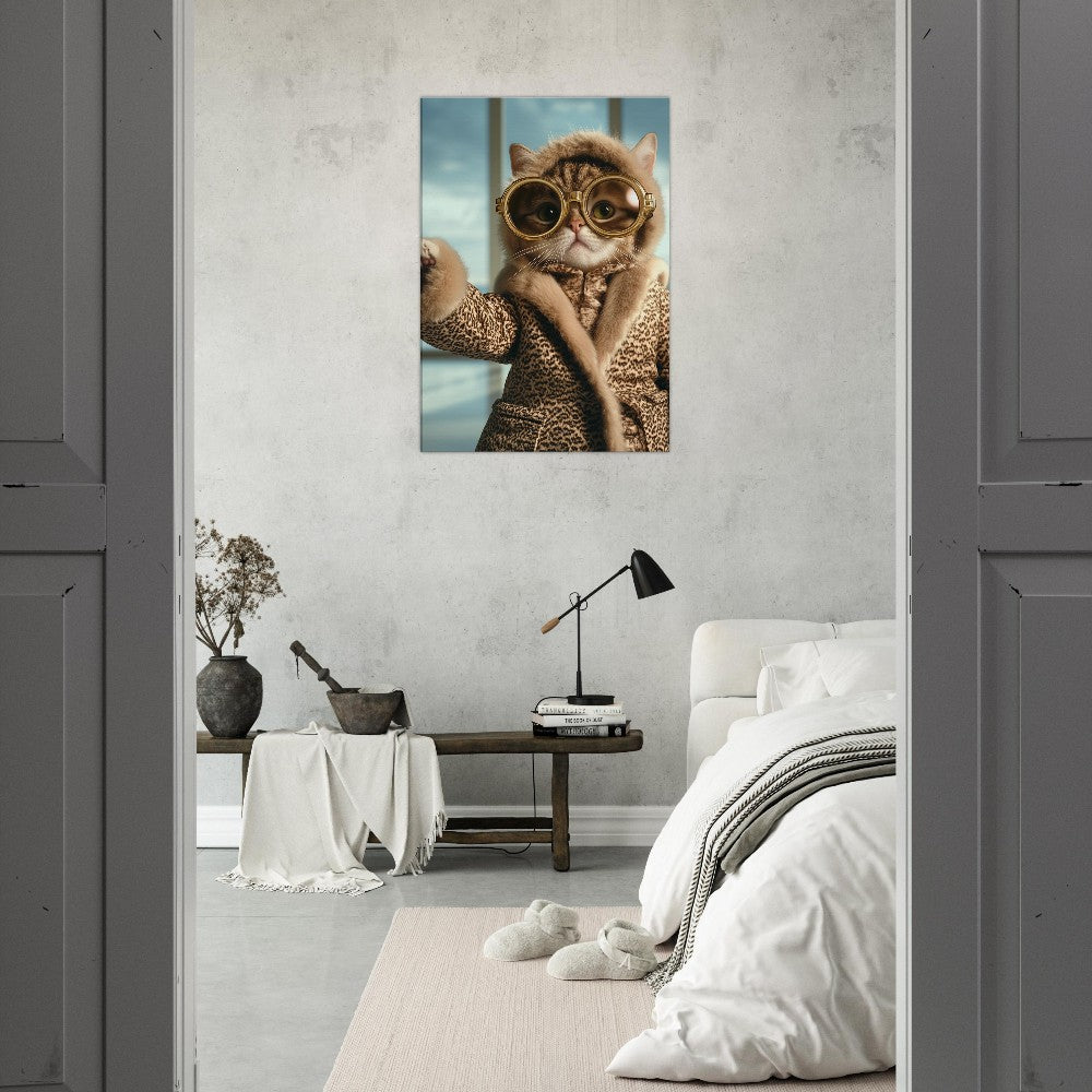Luxury Cat in Fur Coat Canvas - ROMAG Store
