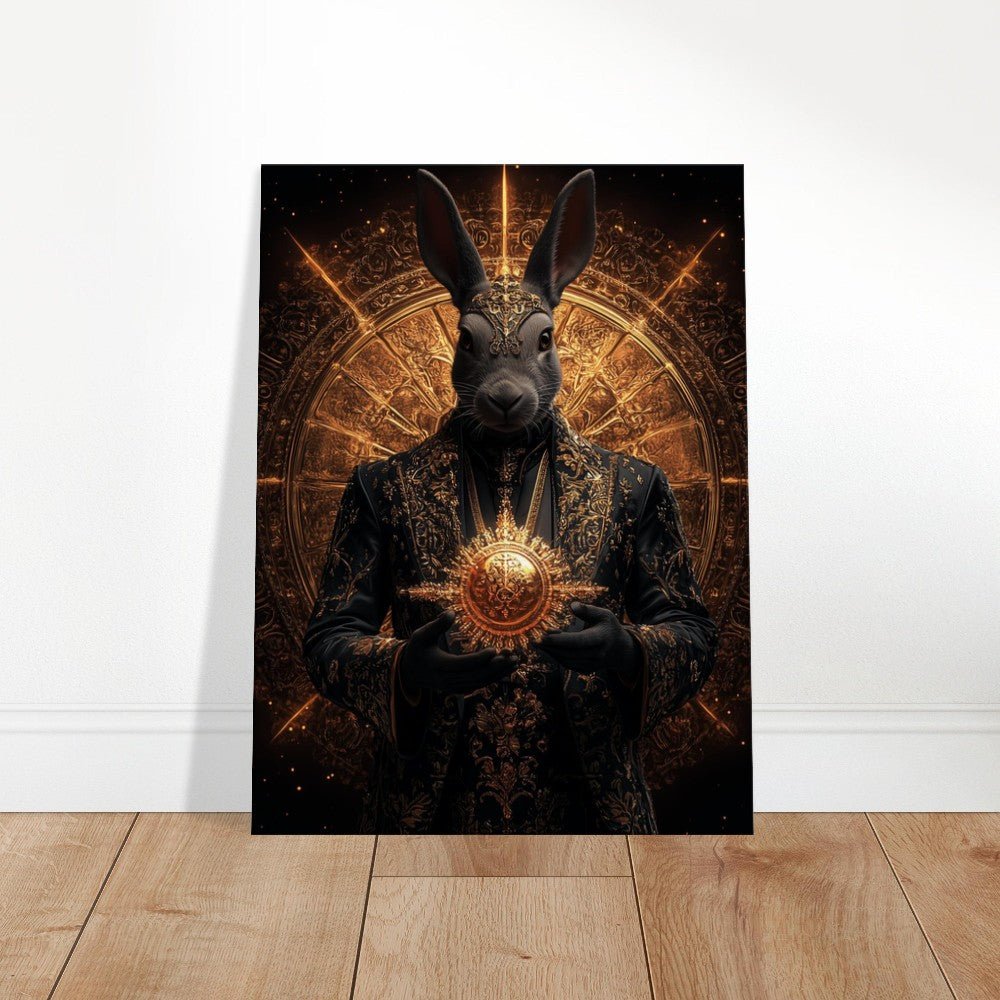 Mystical Gold&Black Regal Rabbit Canvas Wall Art - ROMAG Store