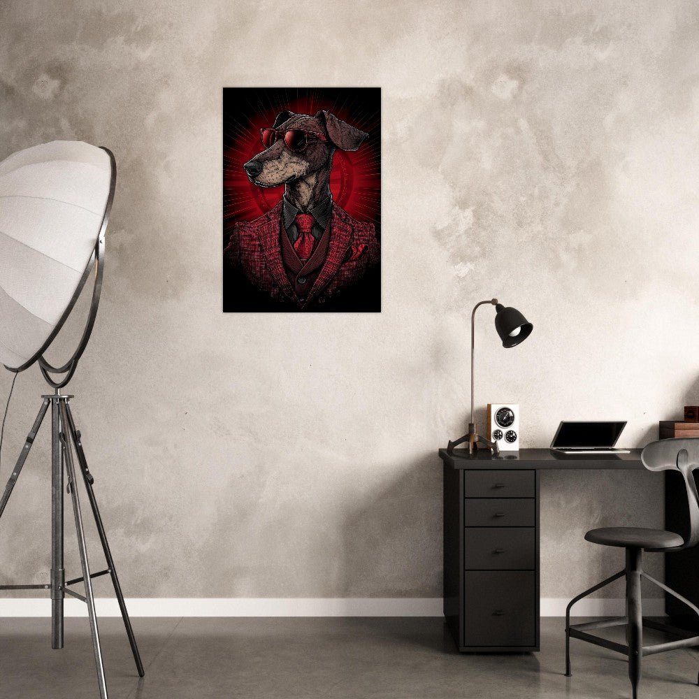 Red Suit Dapper Dog Canvas Wall Art - ROMAG Store