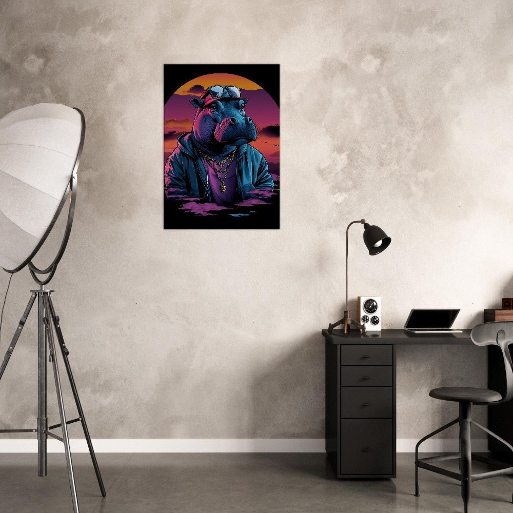 Urban Hipster Hippo Canvas Wall Art - ROMAG Store