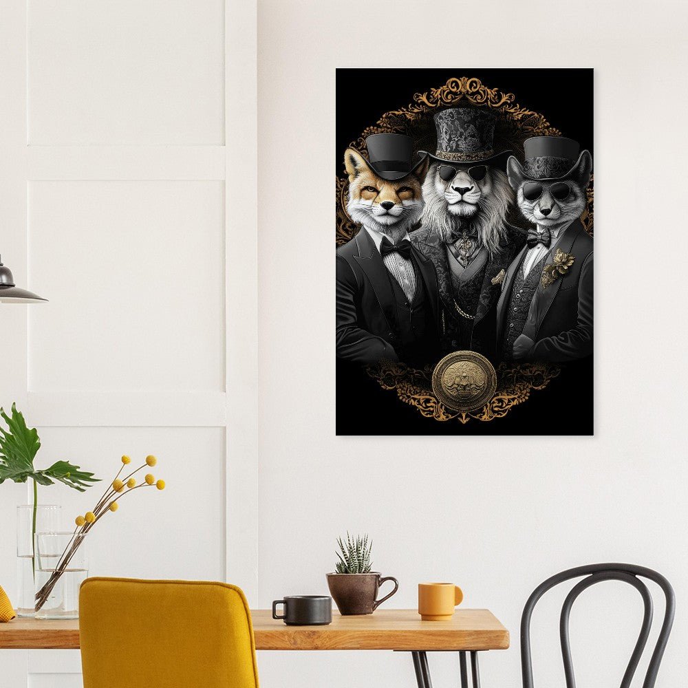 Luxury Animal Wall Art – Suited Fox & Lion Canvas - ROMAG Store