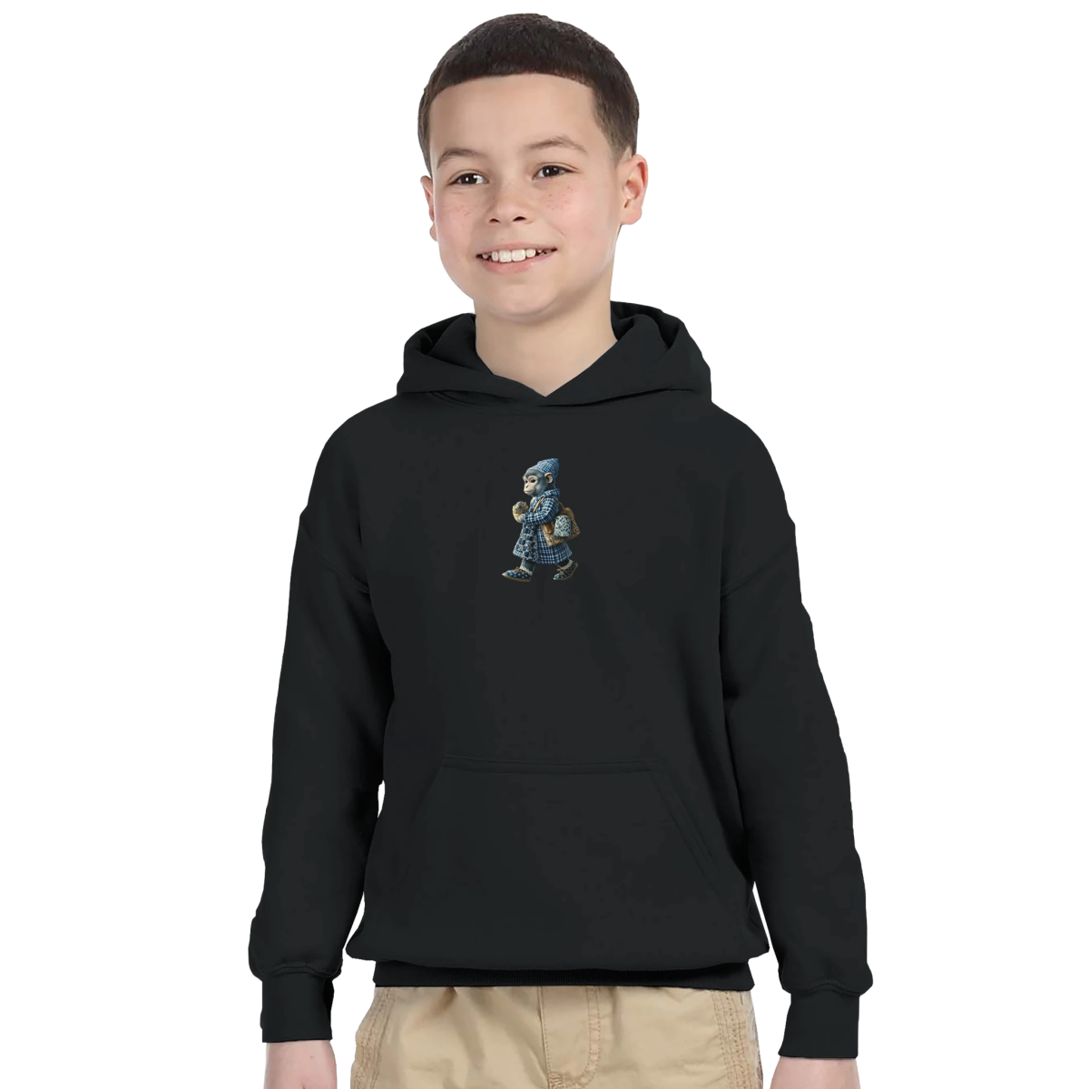 Chic Monkey Plaid Kids Hoodie - ROMAG Store