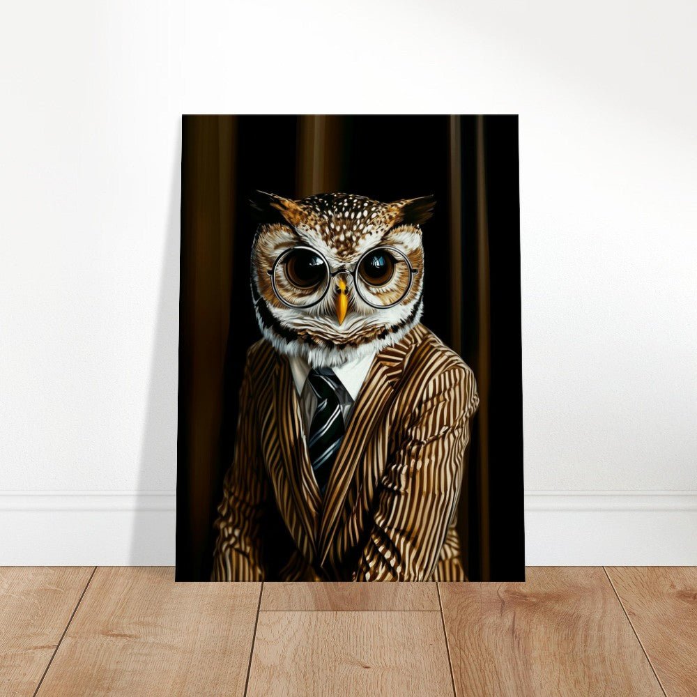 Owl in Pinstripe Suit Canvas - ROMAG Store