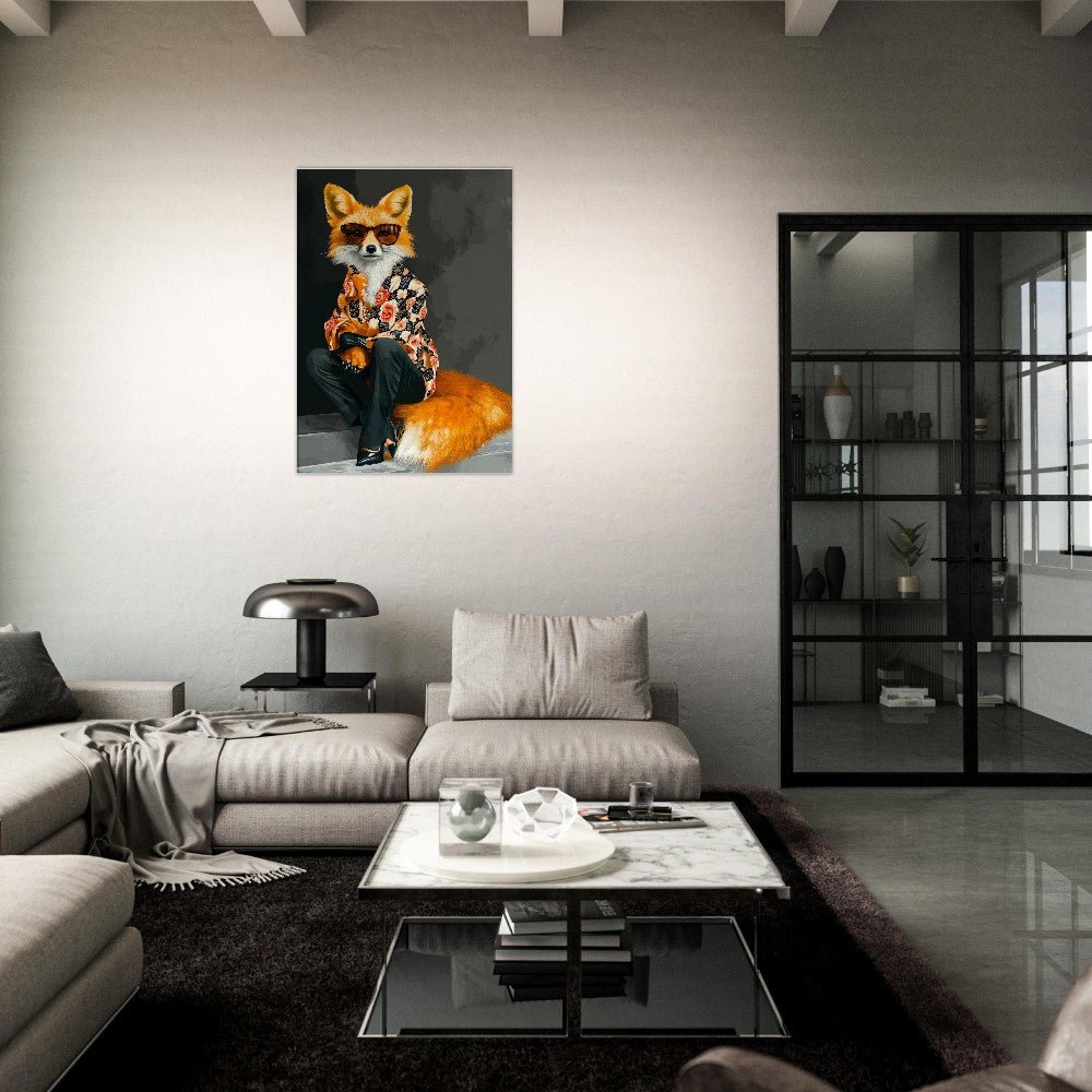 Chic Fox in Floral Shirt Canvas Art - ROMAG Store