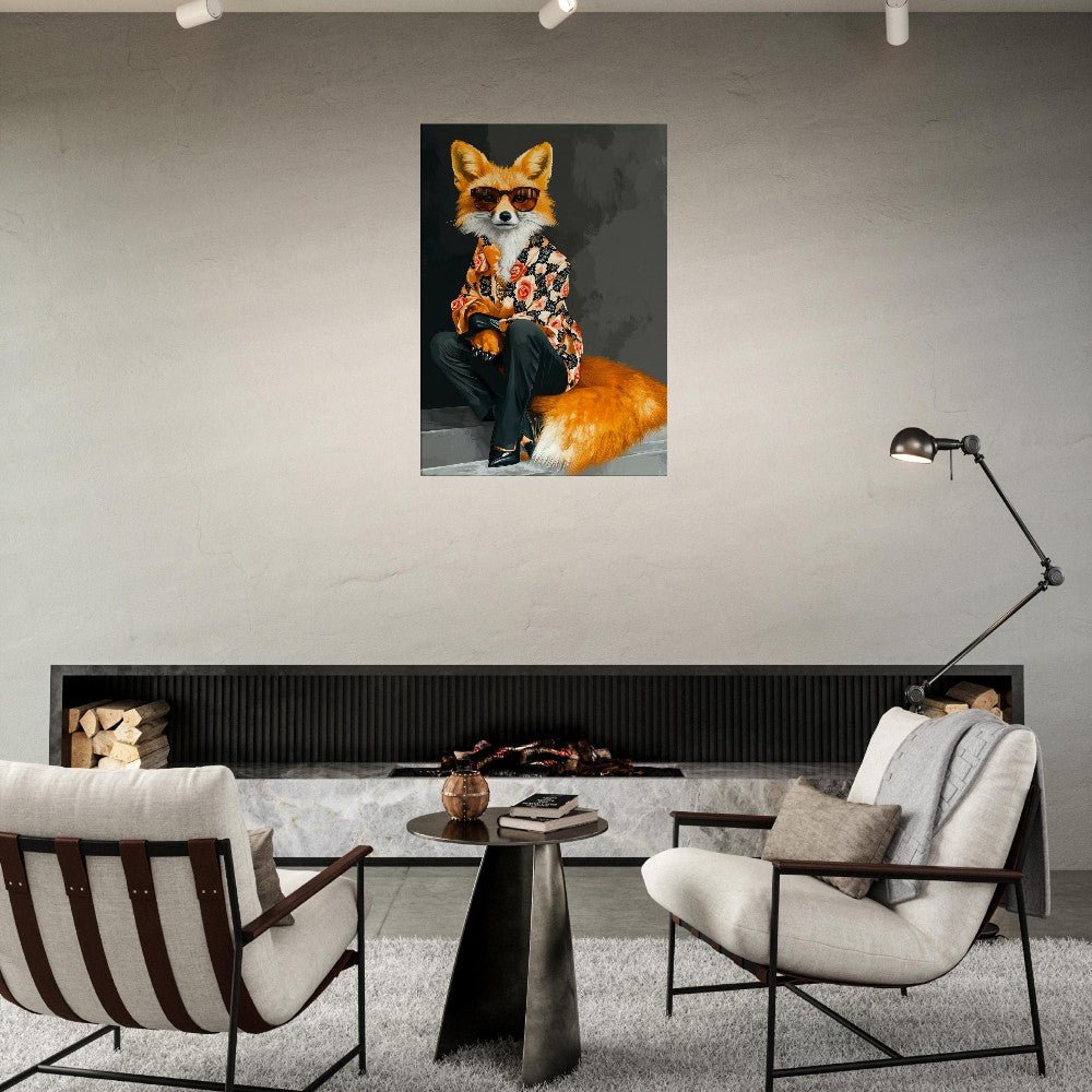 Chic Fox in Floral Shirt Canvas Art - ROMAG Store