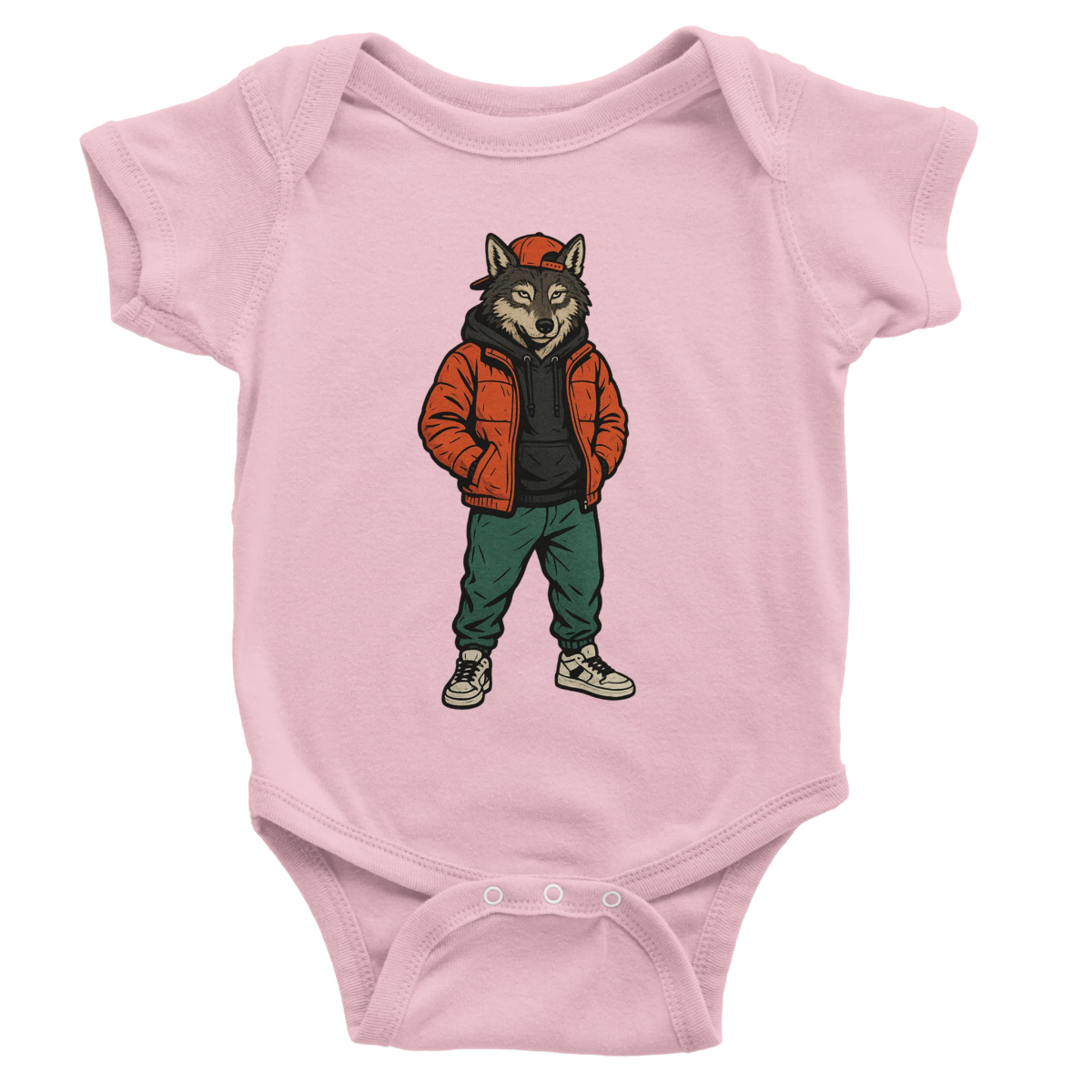 Cool Wolf Street Style Baby Short Sleeve Bodysuit - ROMAG Store
