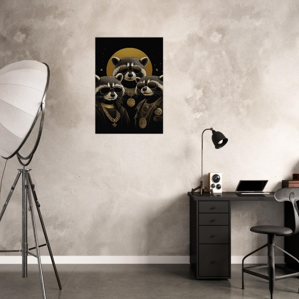 Luxury Raccoon Gang Canvas Art - ROMAG Store