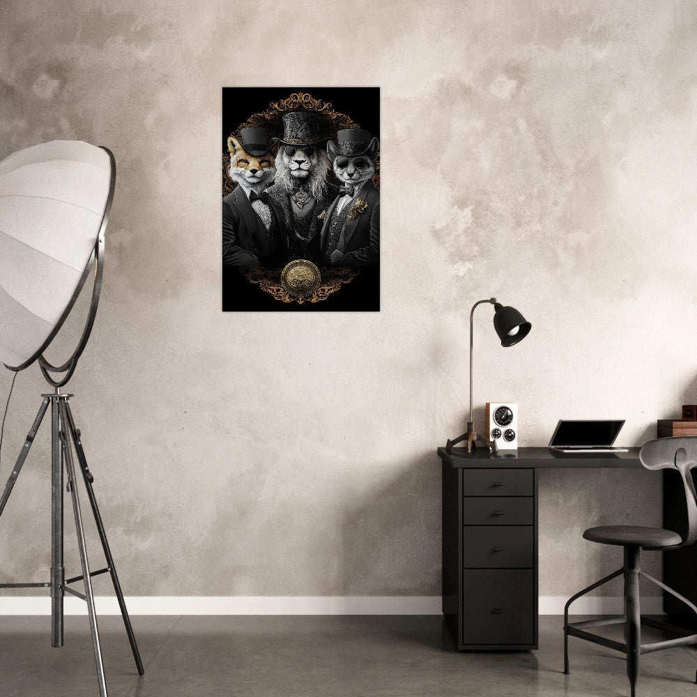 Luxury Animal Wall Art – Suited Fox & Lion Canvas - ROMAG Store