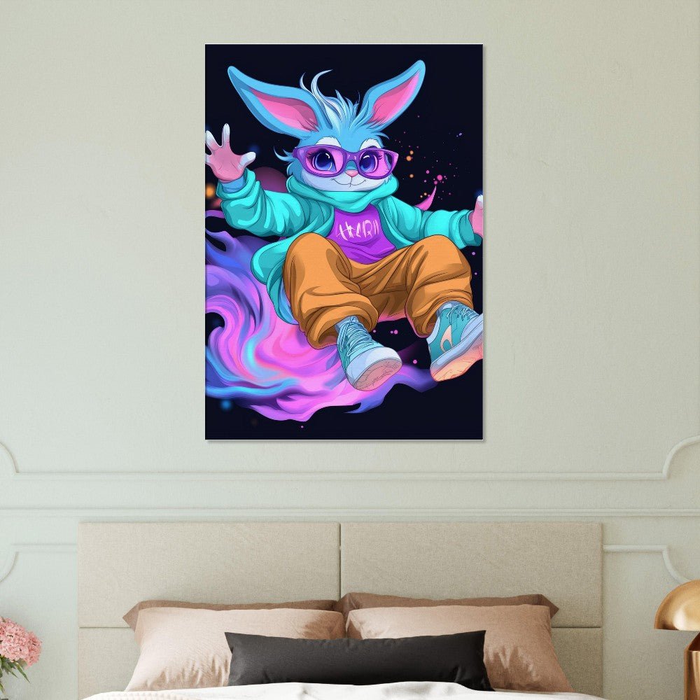 Neon Bunny Canvas Wall Art - ROMAG Store
