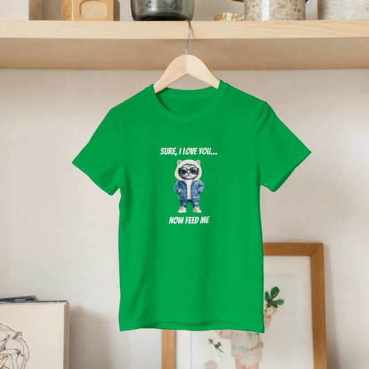 Cat 'Sure, I Love You... Now Feed Me' Kids T-Shirt - ROMAG Store