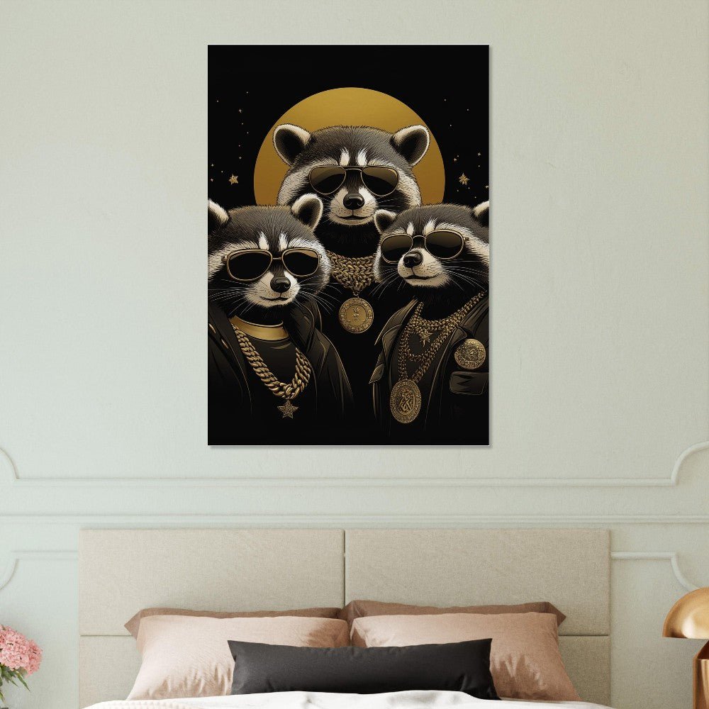 Luxury Raccoon Gang Canvas Art - ROMAG Store
