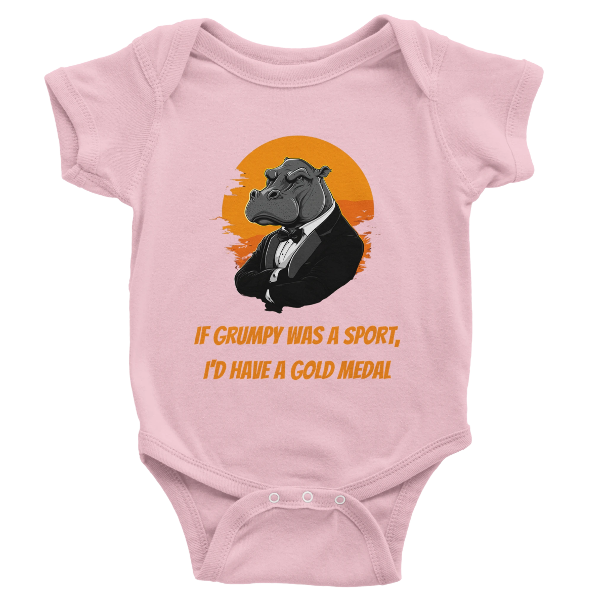 Grumpy Hippo Baby Short Sleeve Bodysuit - ROMAG Store
