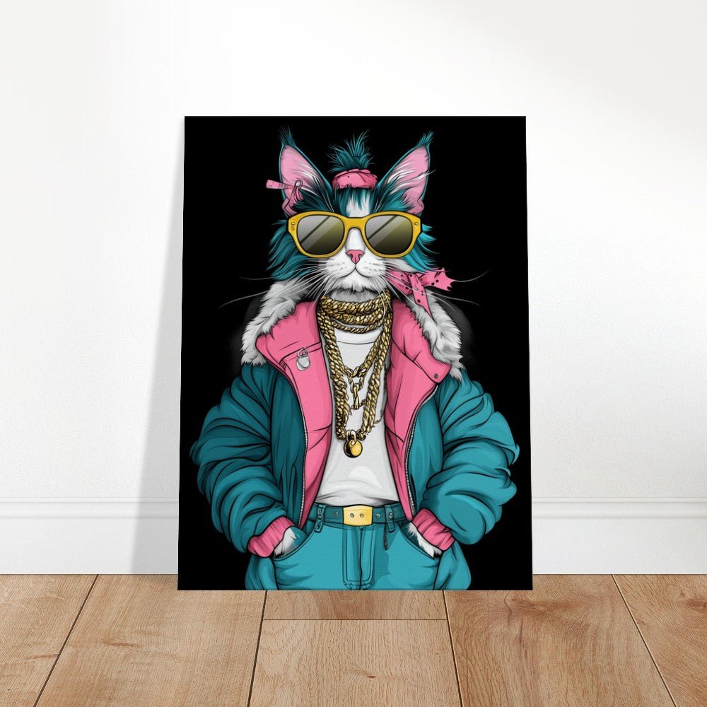 Cool Cat in Teal & Pink Canvas Art - ROMAG Store