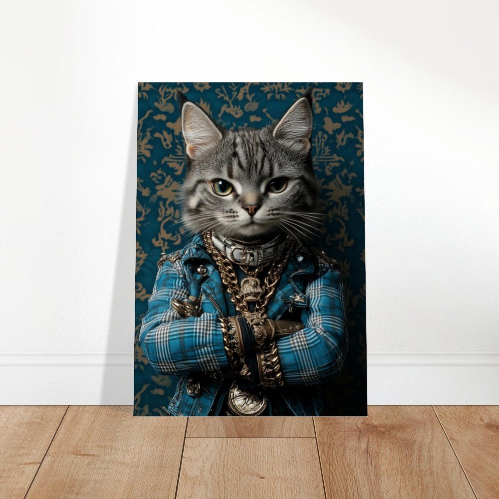 Sophisticated Cat in Plaid Canvas Art - ROMAG Store