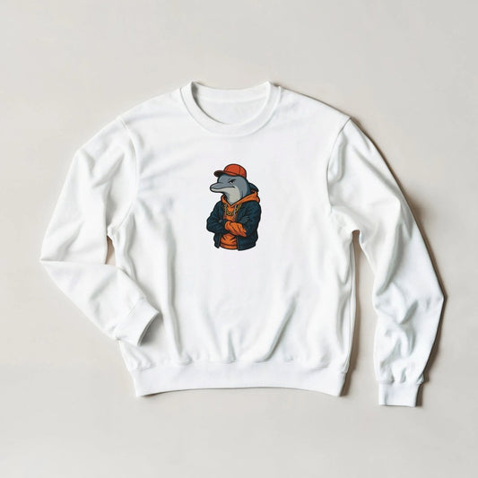 Dolphin Streetwear Sweatshirt – Hip - Hop Vibe with Gold Chain & Cap, Available in 6 Colors - ROMAG Store