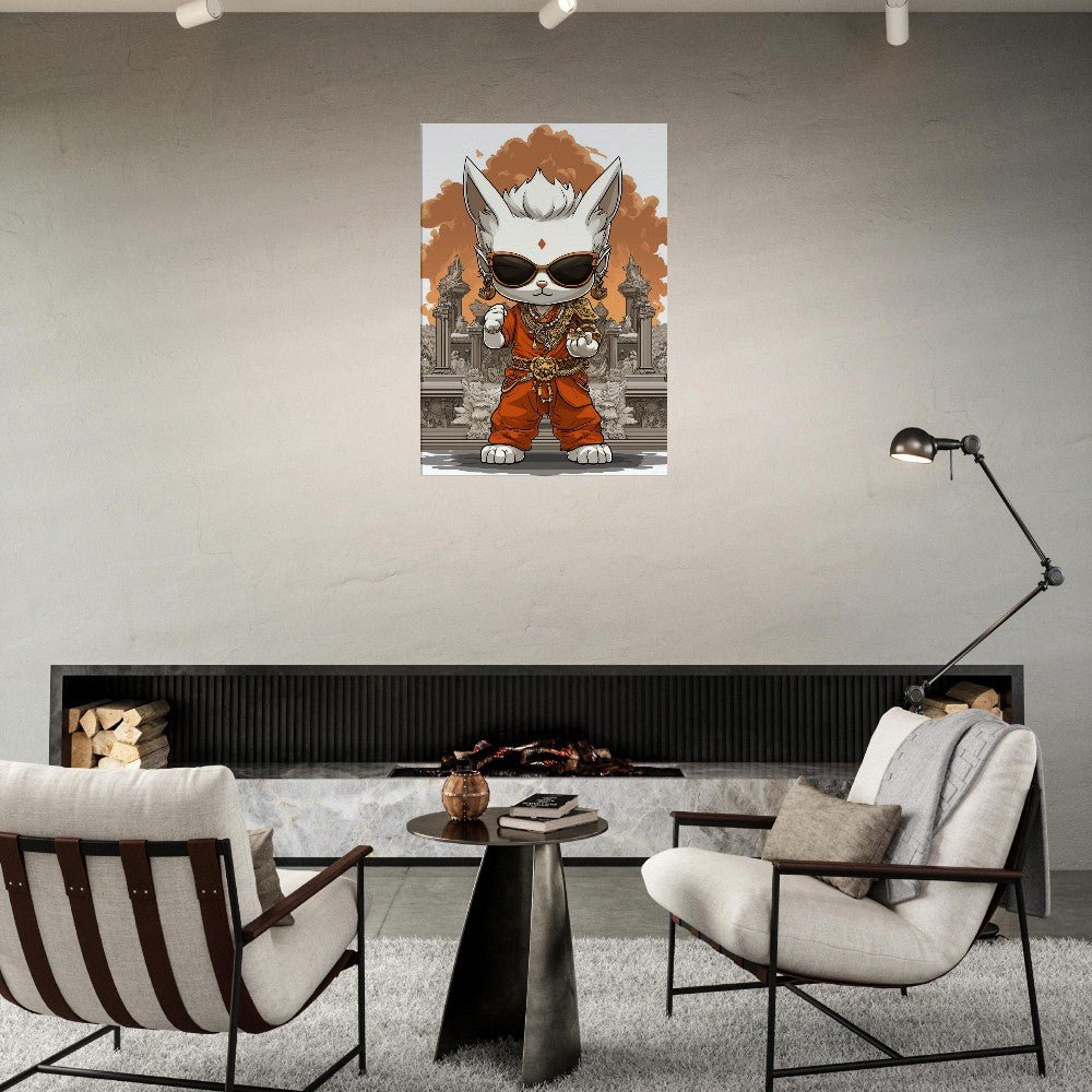 Chic Cat in Robe Canvas Art - ROMAG Store
