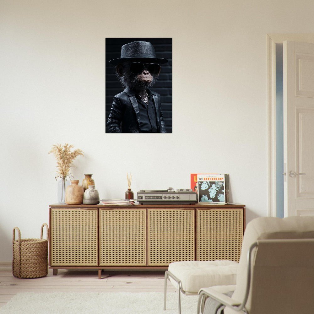 Chimp in Black Suit Canvas - ROMAG Store