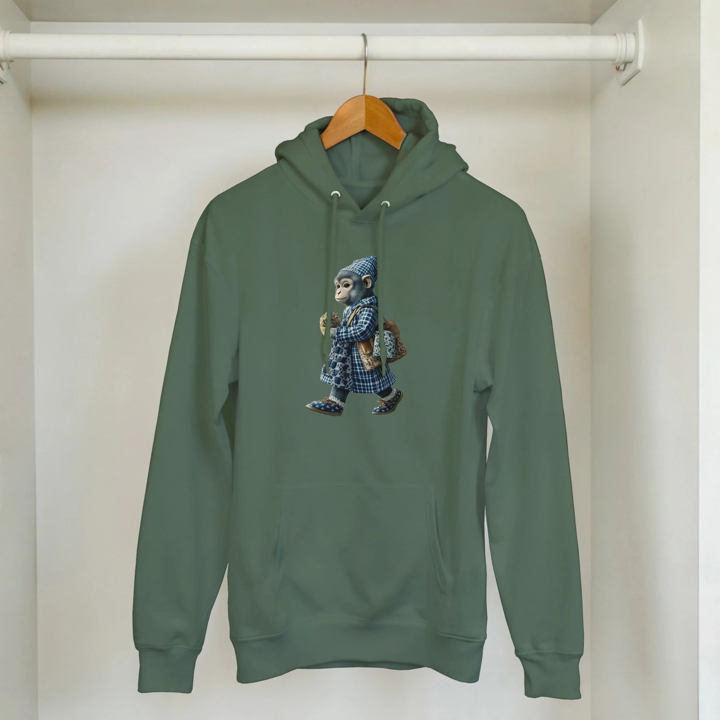 Chic Plaid Monkey Hoodie - ROMAG Store