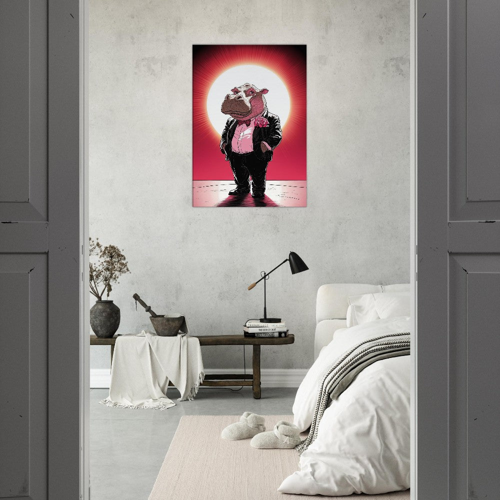Dapper Hippo Canvas Art - ROMAG Store