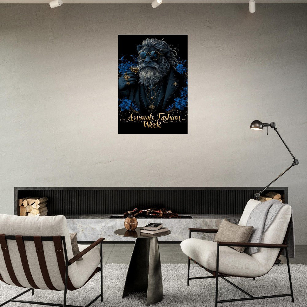 Blue&Gold Luxury Lion in Suit Canvas - ROMAG Store
