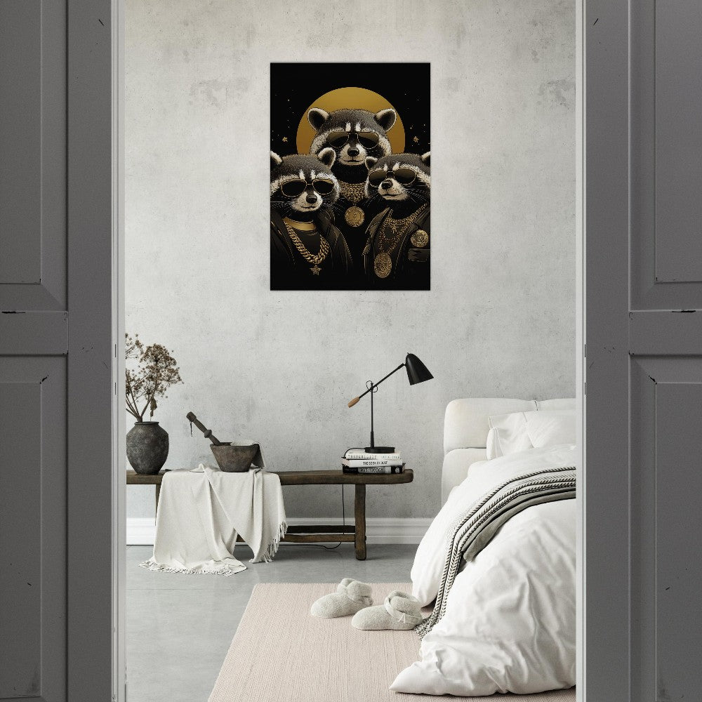 Luxury Raccoon Gang Canvas Art - ROMAG Store