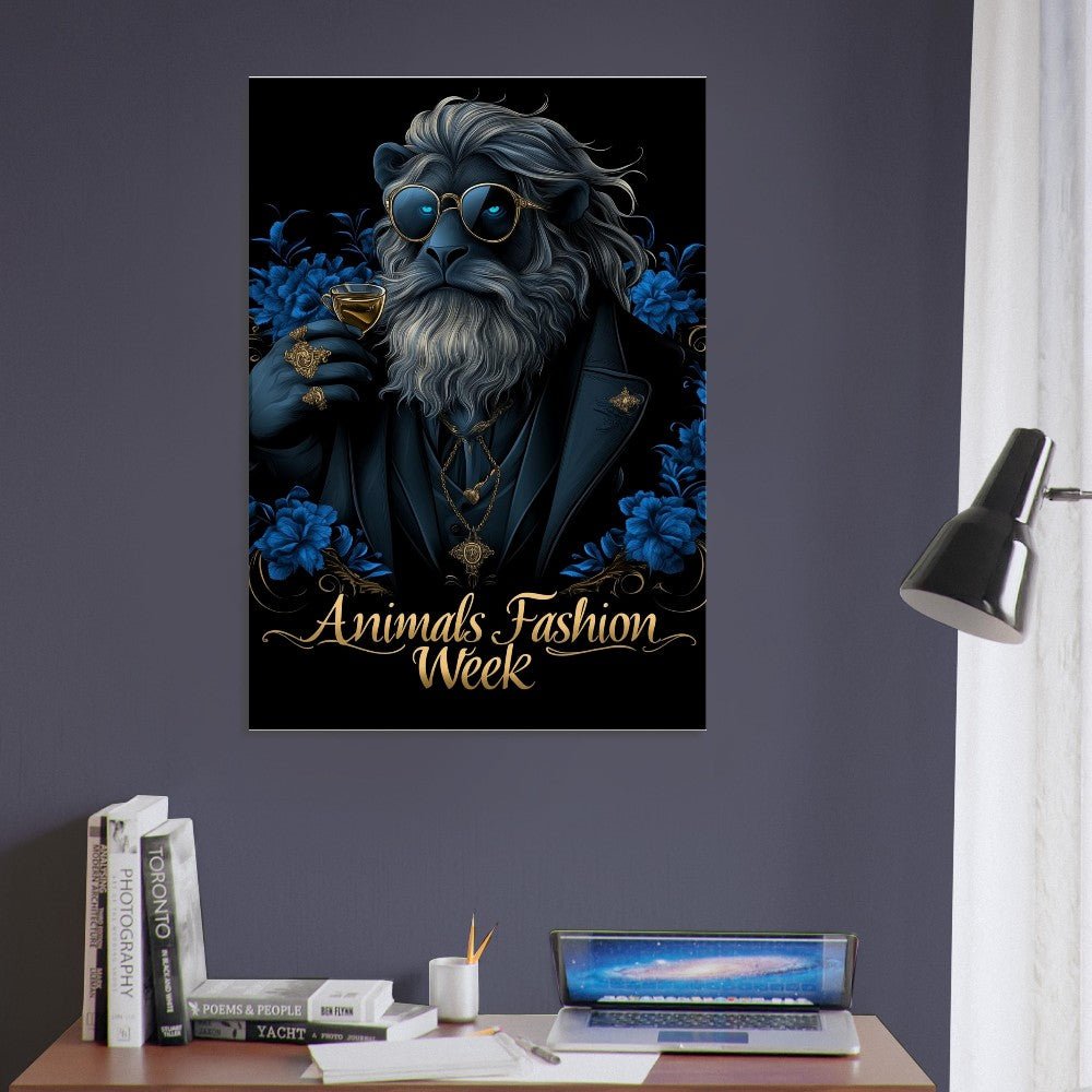 Blue&Gold Luxury Lion in Suit Canvas - ROMAG Store