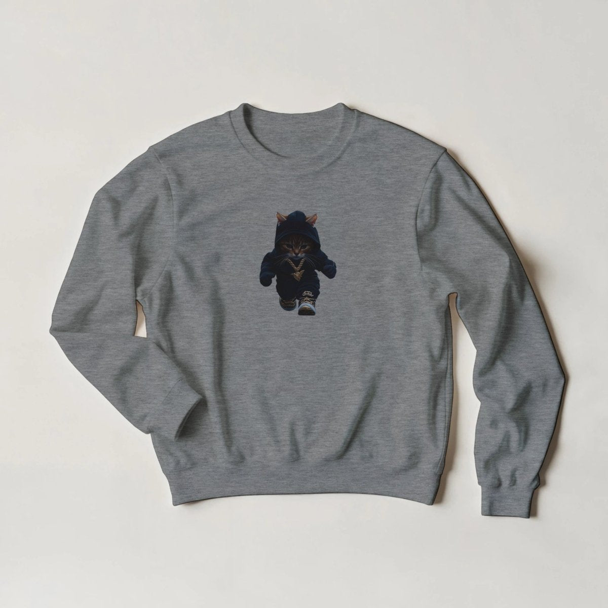 Alpha Cat Hoodie – Gold Chain Streetwear Graphic Sweatshirt - ROMAG Store