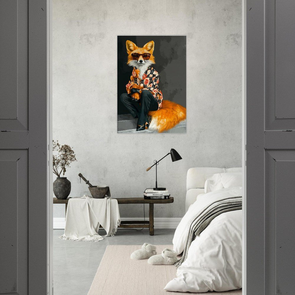 Chic Fox in Floral Shirt Canvas Art - ROMAG Store