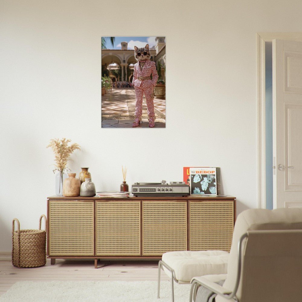 Luxury Cat in Pink Suit Canvas - ROMAG Store