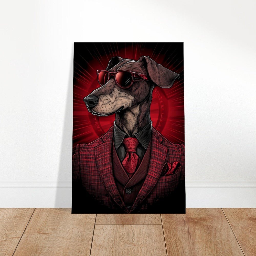 Red Suit Dapper Dog Canvas Wall Art - ROMAG Store