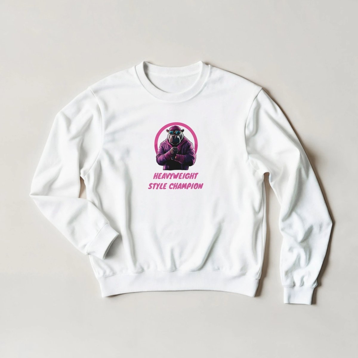 Heavyweight Style Champion Hippo Sweatshirt – Bold Streetwear Graphic in Your Choice of Hues - ROMAG Store