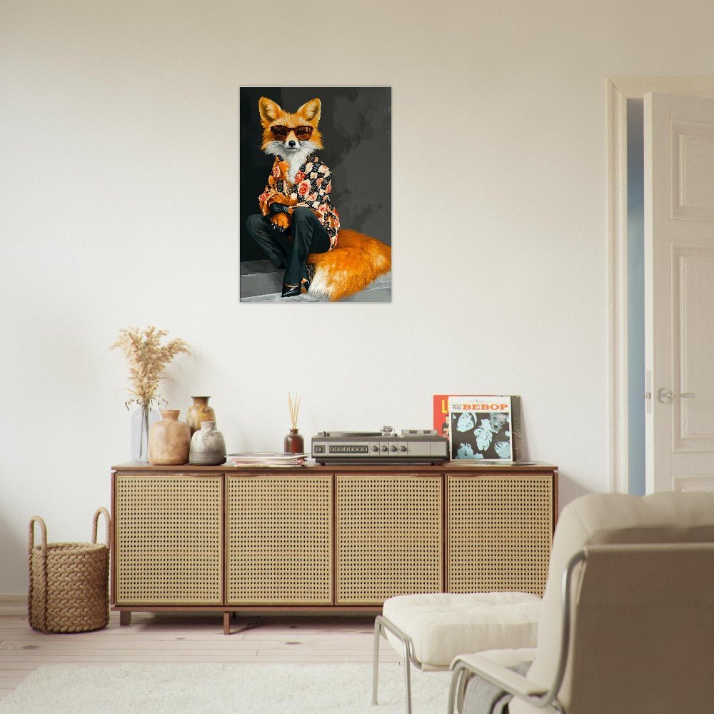 Chic Fox in Floral Shirt Canvas Art - ROMAG Store