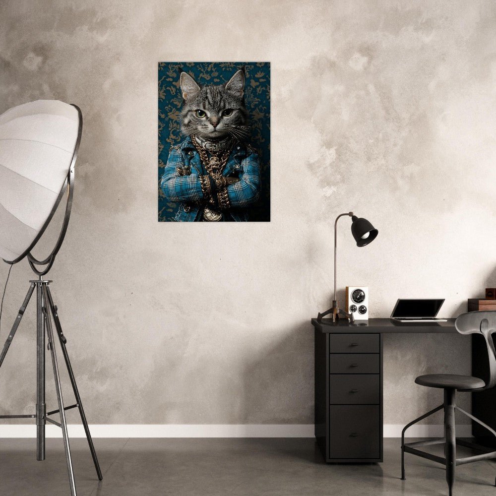 Sophisticated Cat in Plaid Canvas Art - ROMAG Store