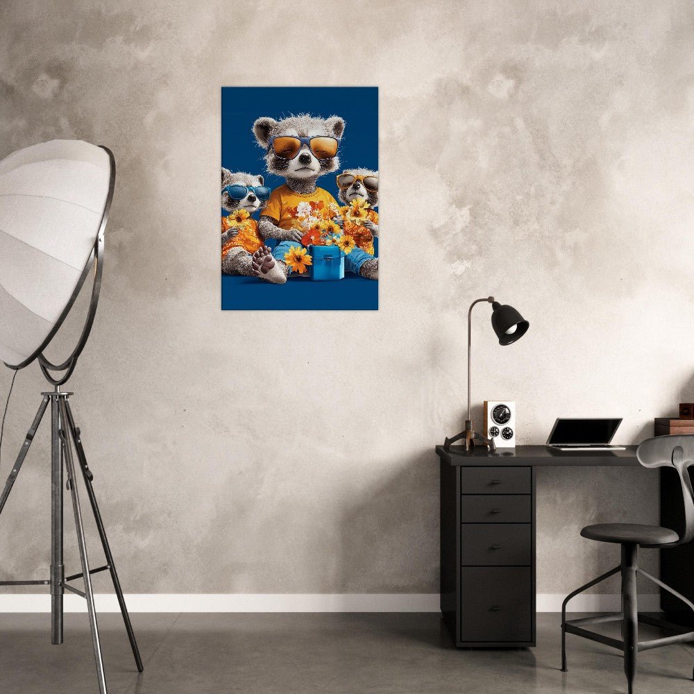 Cool Raccoon Family Canvas Art - ROMAG Store