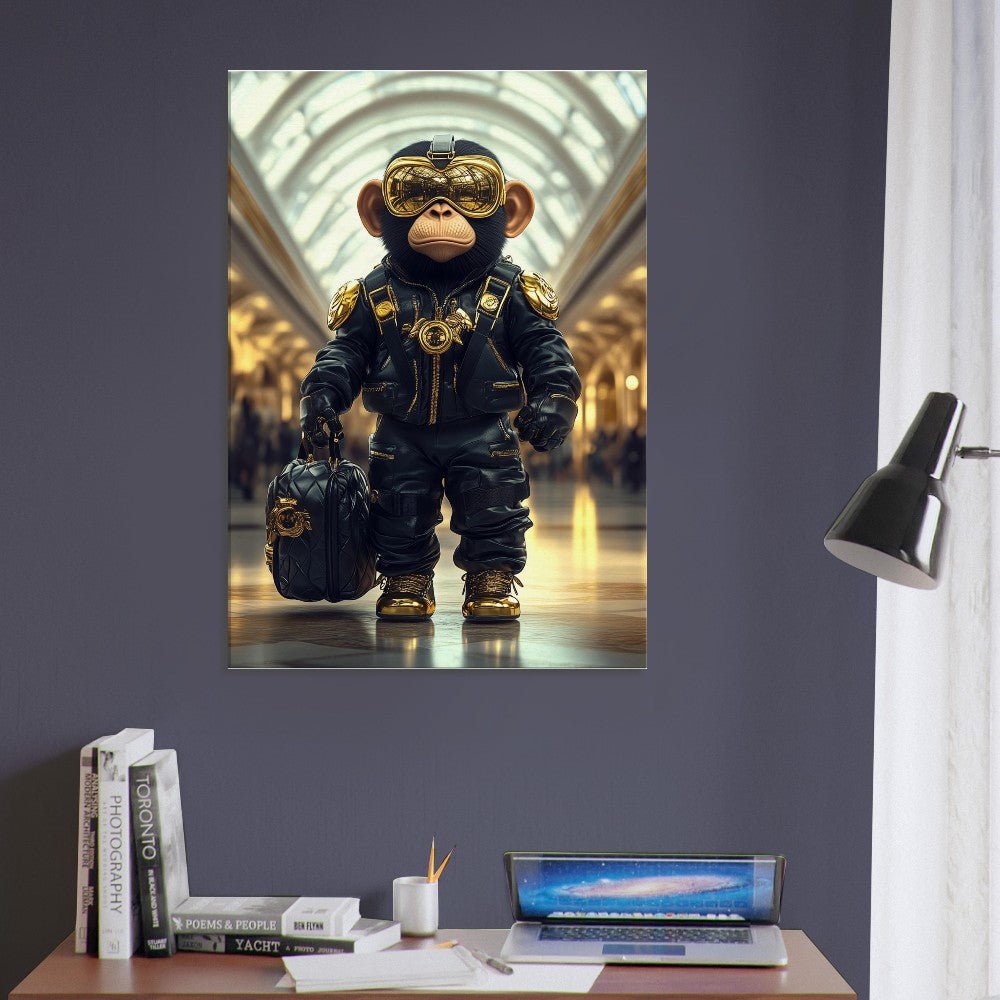 Chimp in Gold Goggles Canvas - ROMAG Store