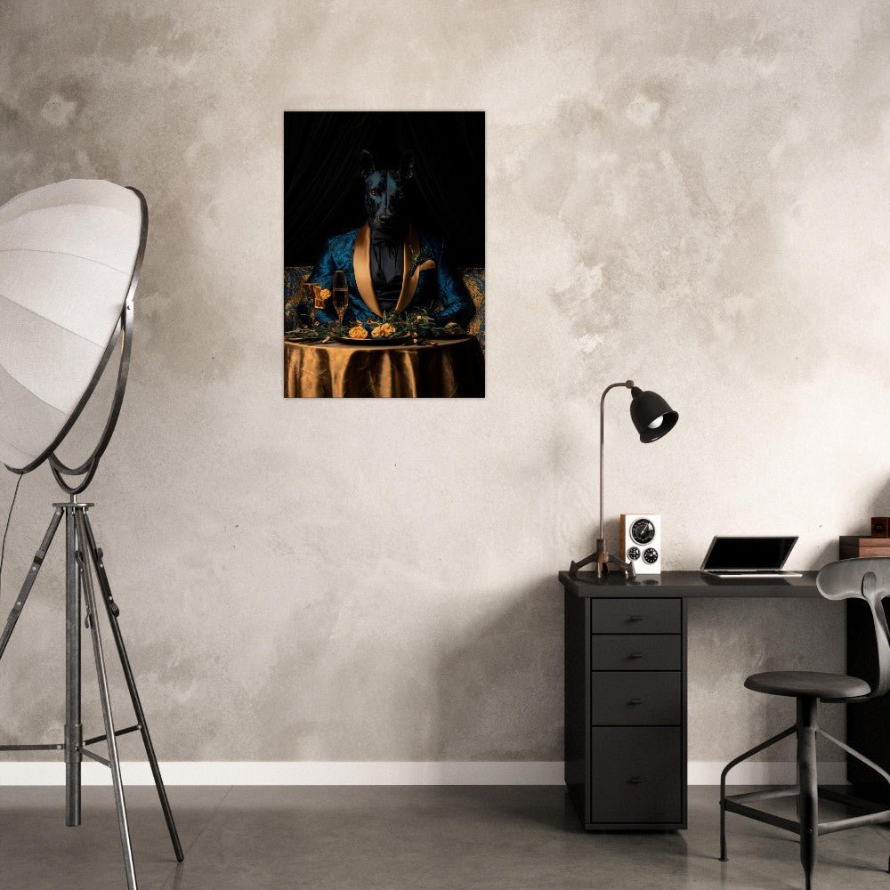 Doberman in Teal Suit Canvas - ROMAG Store