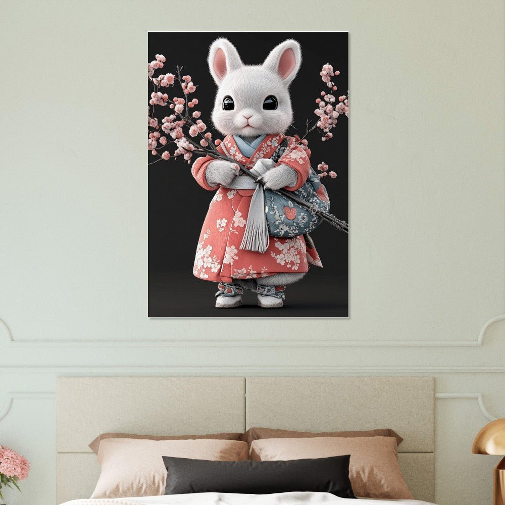 Chic Bunny in Kimono Canvas Art - ROMAG Store
