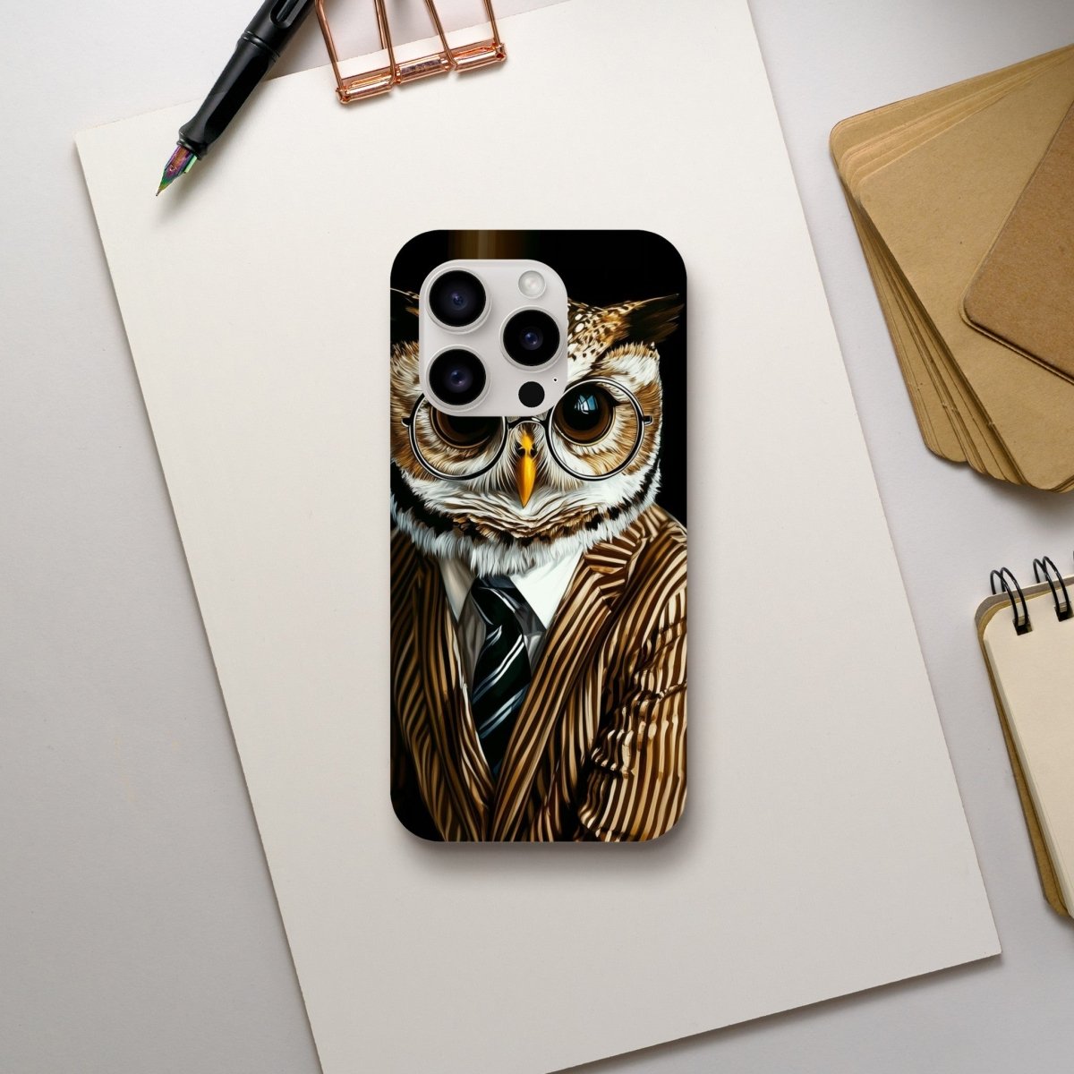 Sophisticated Owl in Pinstripes iPhone Tough Case - ROMAG Store
