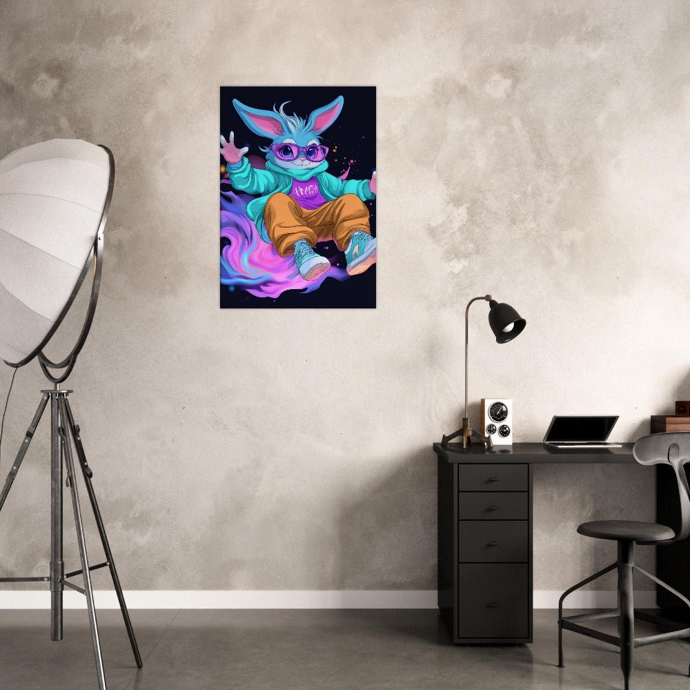 Neon Bunny Canvas Wall Art - ROMAG Store