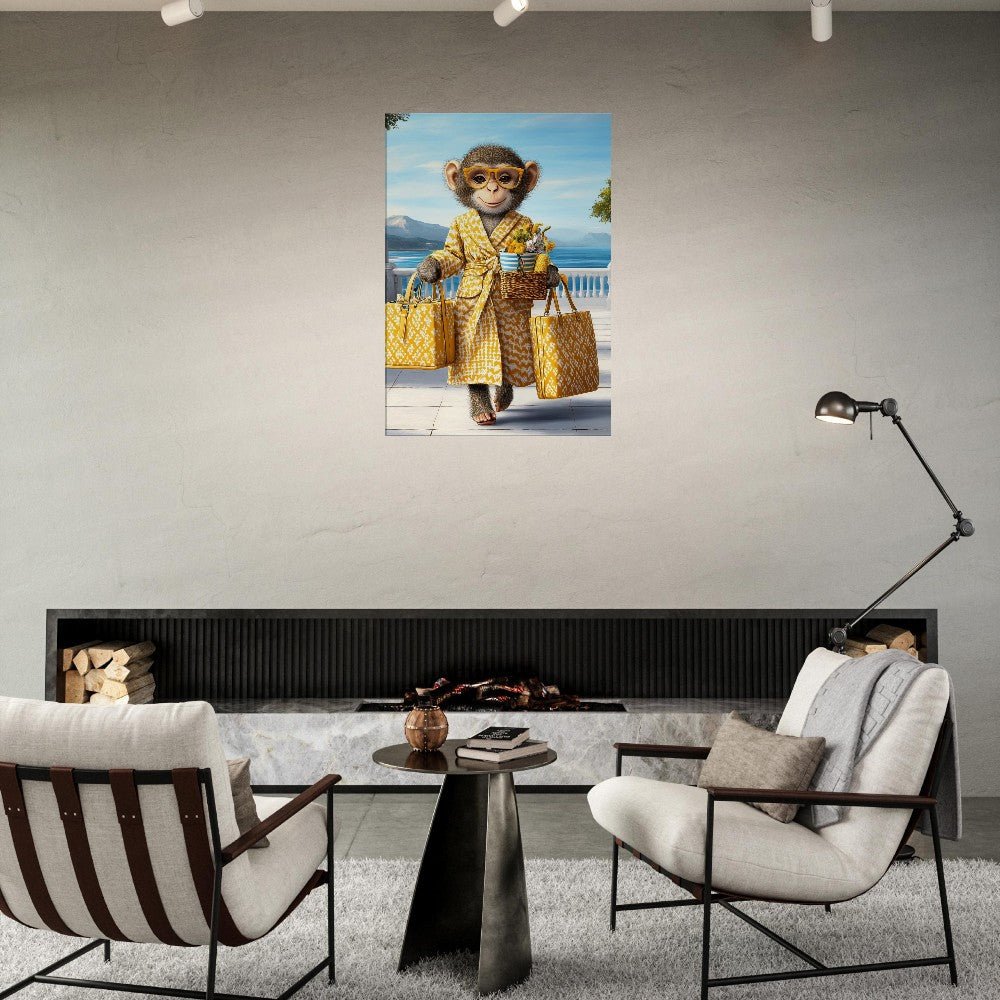 Chic Monkey in Robe Canvas Print - ROMAG Store
