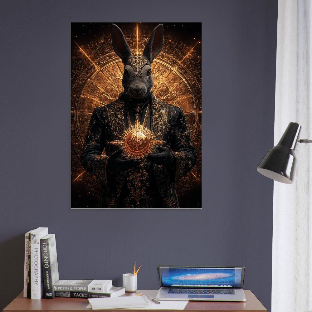 Mystical Gold&Black Regal Rabbit Canvas Wall Art - ROMAG Store