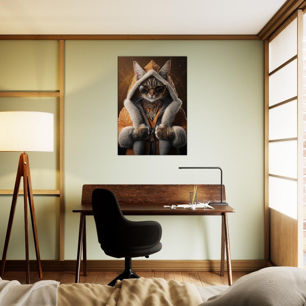 Luxury Cat in Fur Coat Canvas - ROMAG Store