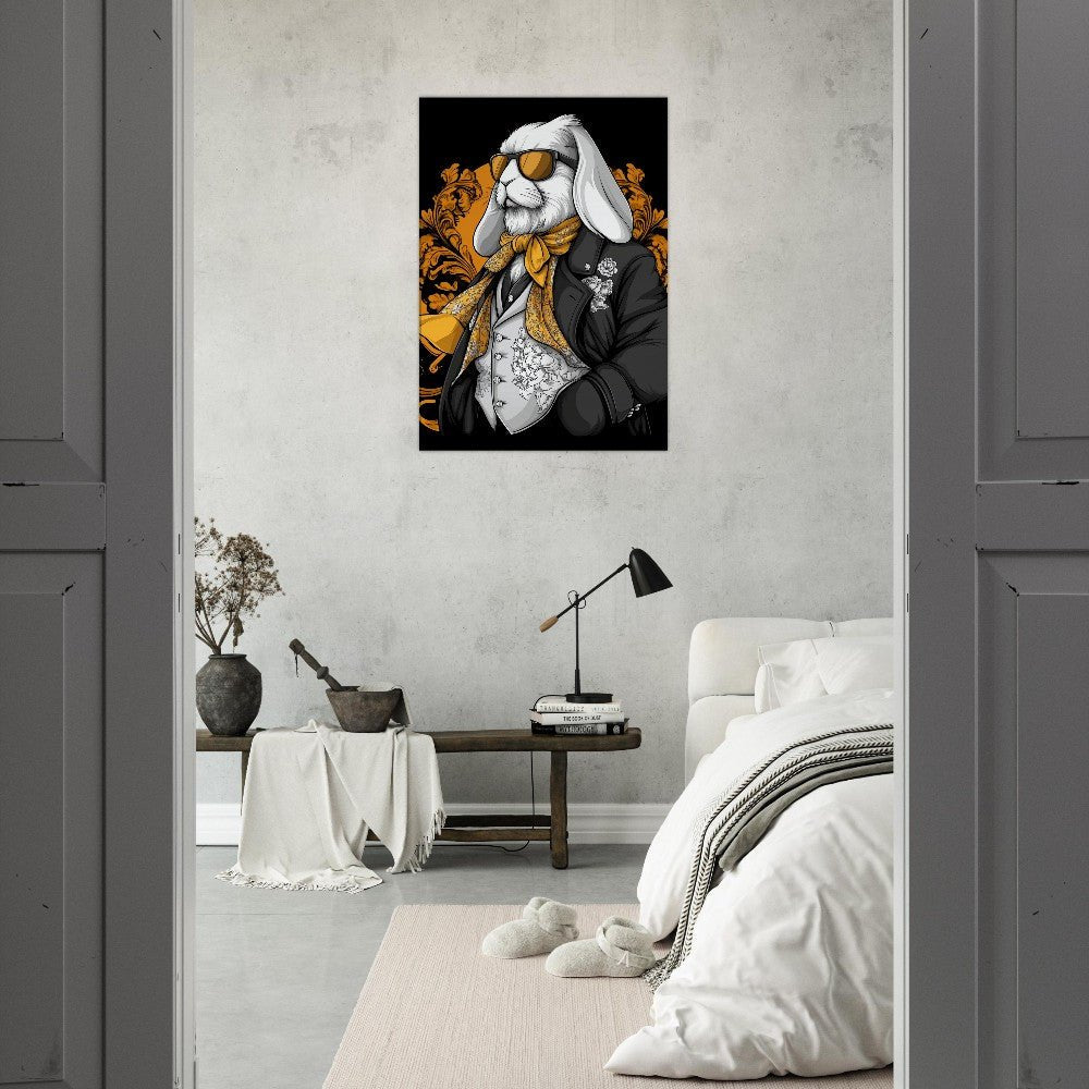 Luxury Rabbit in Suit Canvas Wall Art - ROMAG Store