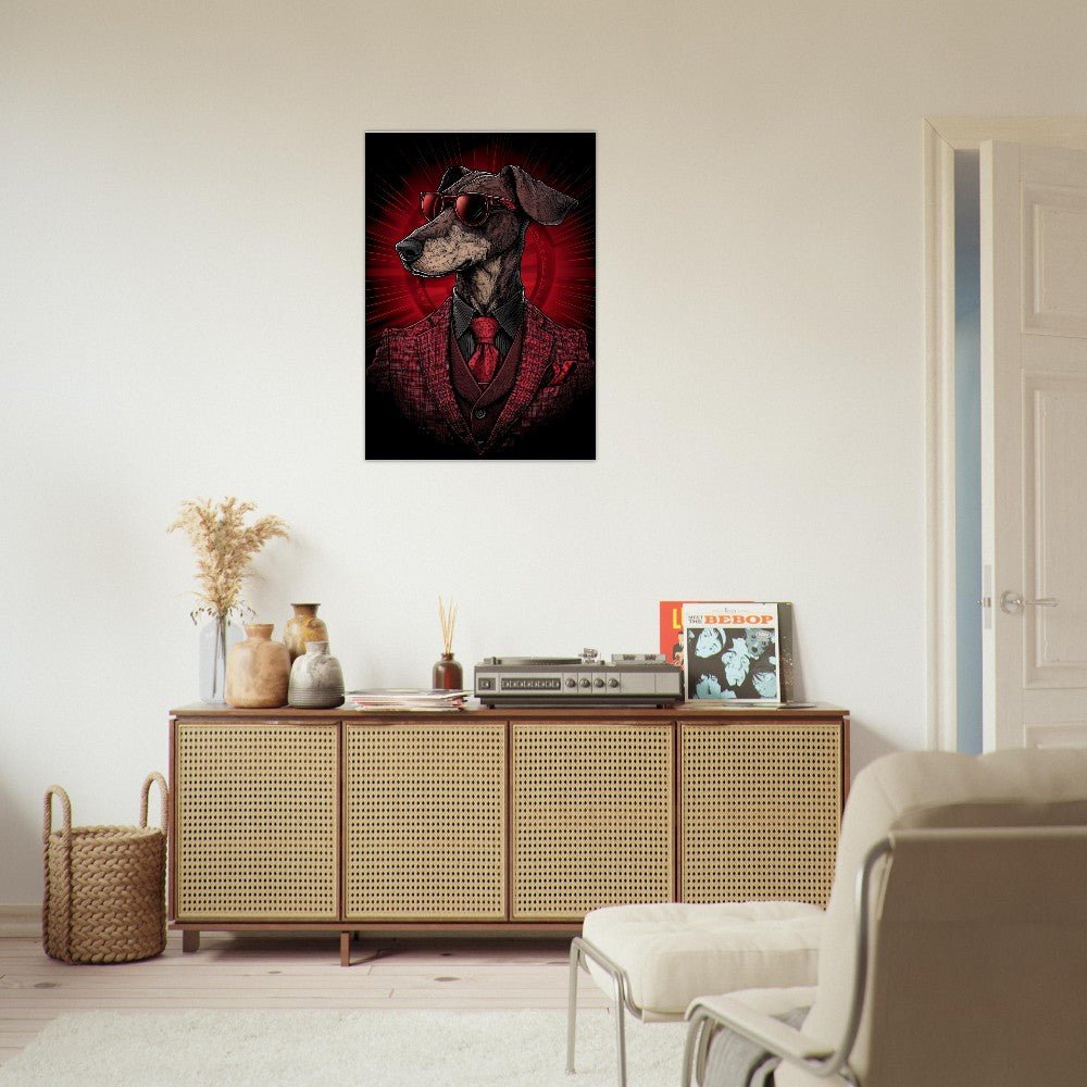 Red Suit Dapper Dog Canvas Wall Art - ROMAG Store