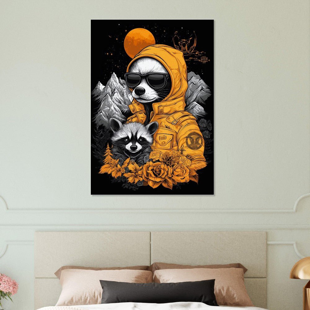 Raccoon in Hoodie Canvas Art - ROMAG Store