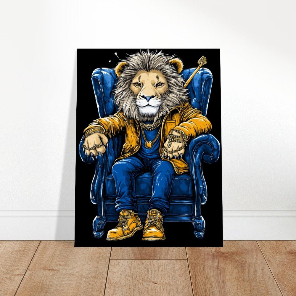 Royal Lion in Blue & Gold Canvas Art - ROMAG Store