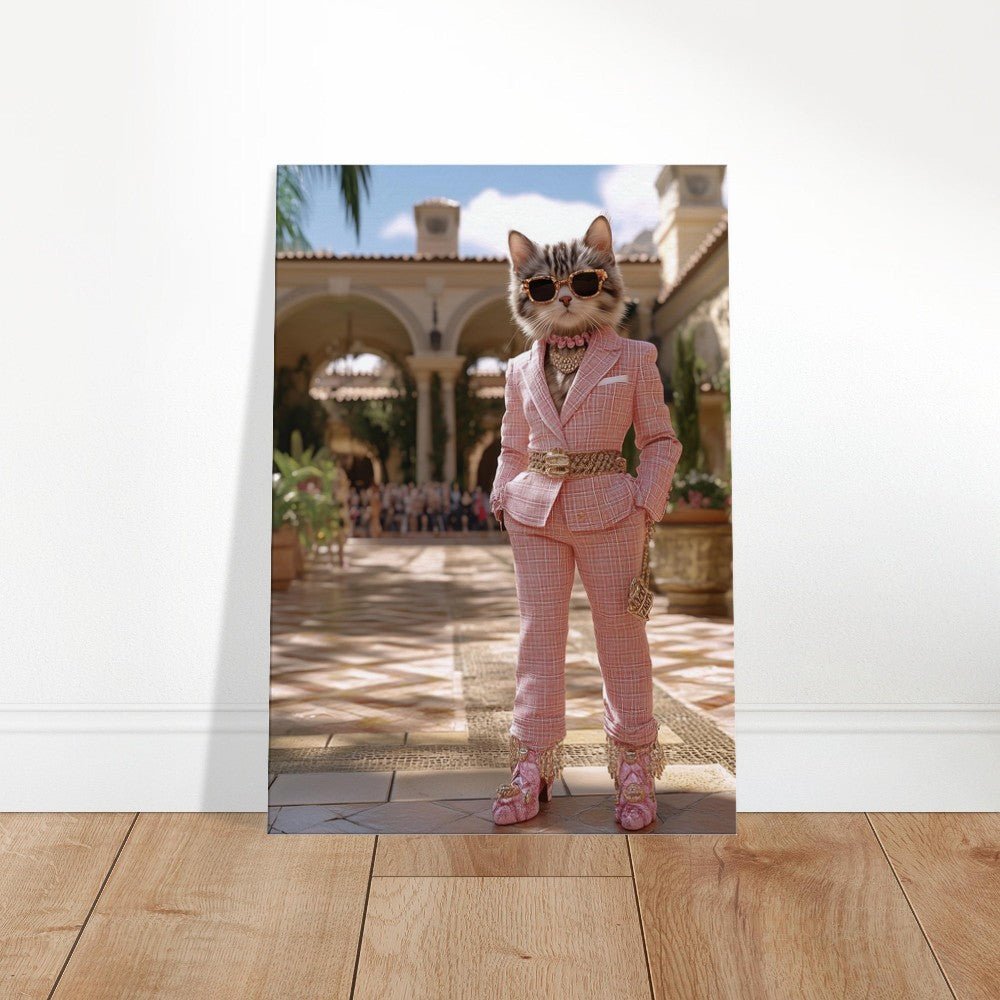Luxury Cat in Pink Suit Canvas - ROMAG Store