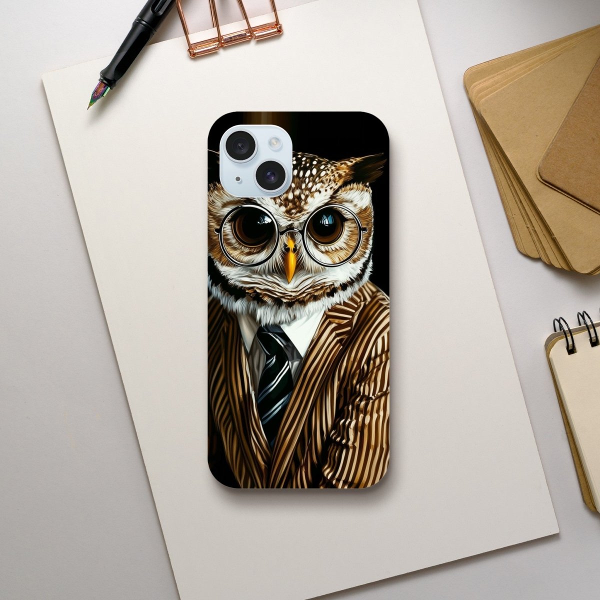 Sophisticated Owl in Pinstripes iPhone Tough Case - ROMAG Store
