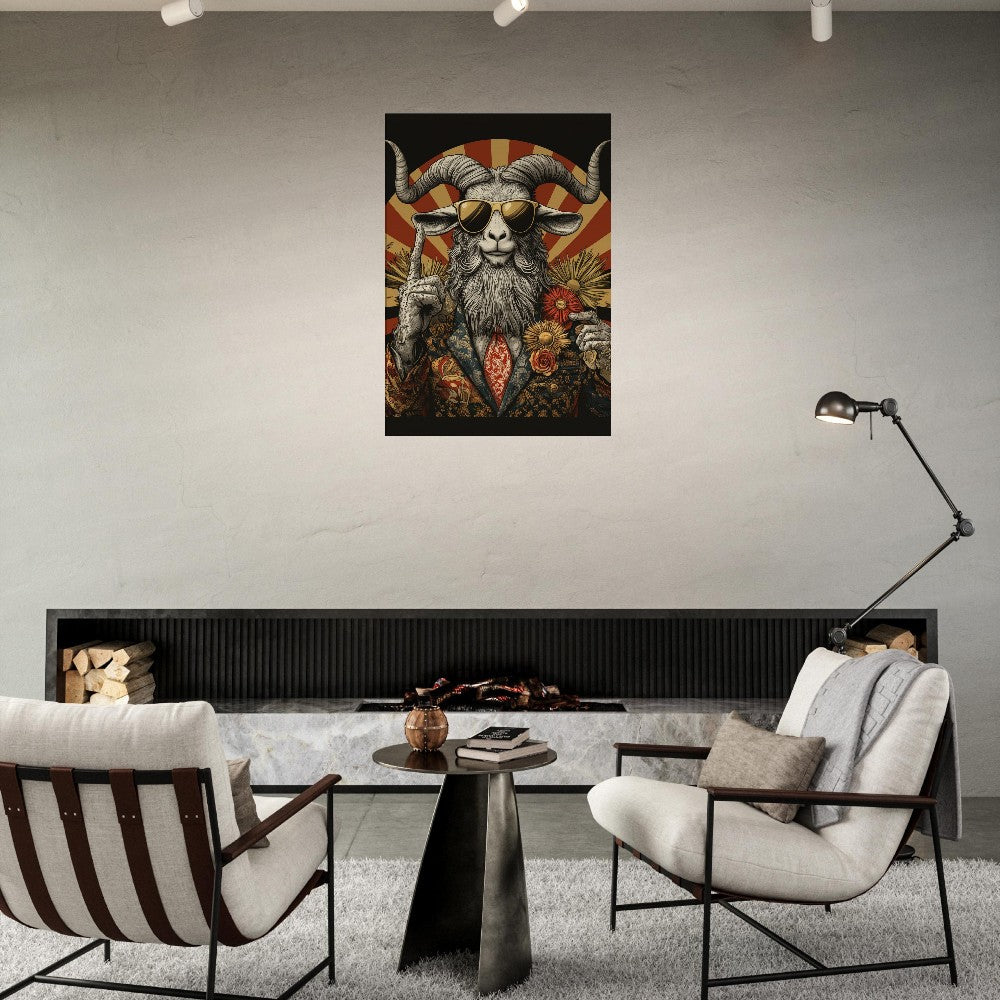 Hipster Goat Canvas Wall Art - ROMAG Store